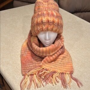 Cozy Multicolor Knit Hat and Scarf Set